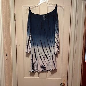 Swimsuits For All Navy and White Ombre Skirt